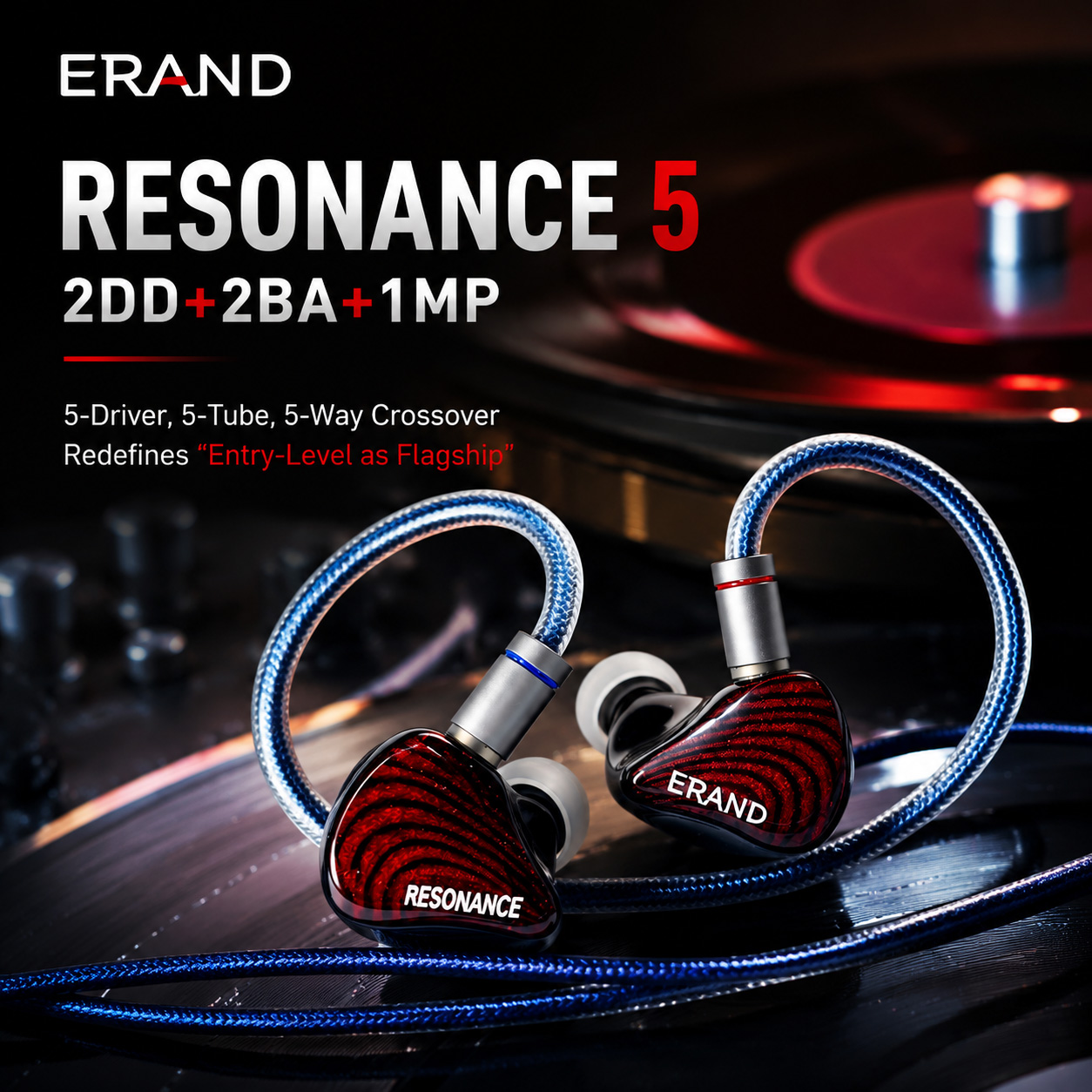 ERAND RESONANCE 5 RED 2DD+2BA+ - Planar Magnetic Iem Earphones review and price