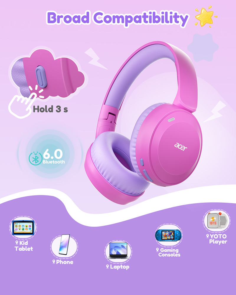 Acer OHR668 Kids Bluetooth 6.0 - Anc Wireless Over Ear Headphones review and price