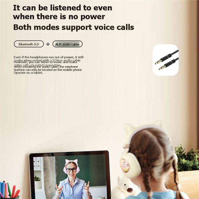 Foldable Bluetooth 5.3 Wireles - Cat Ear Bluetooth Headset Led review and price
