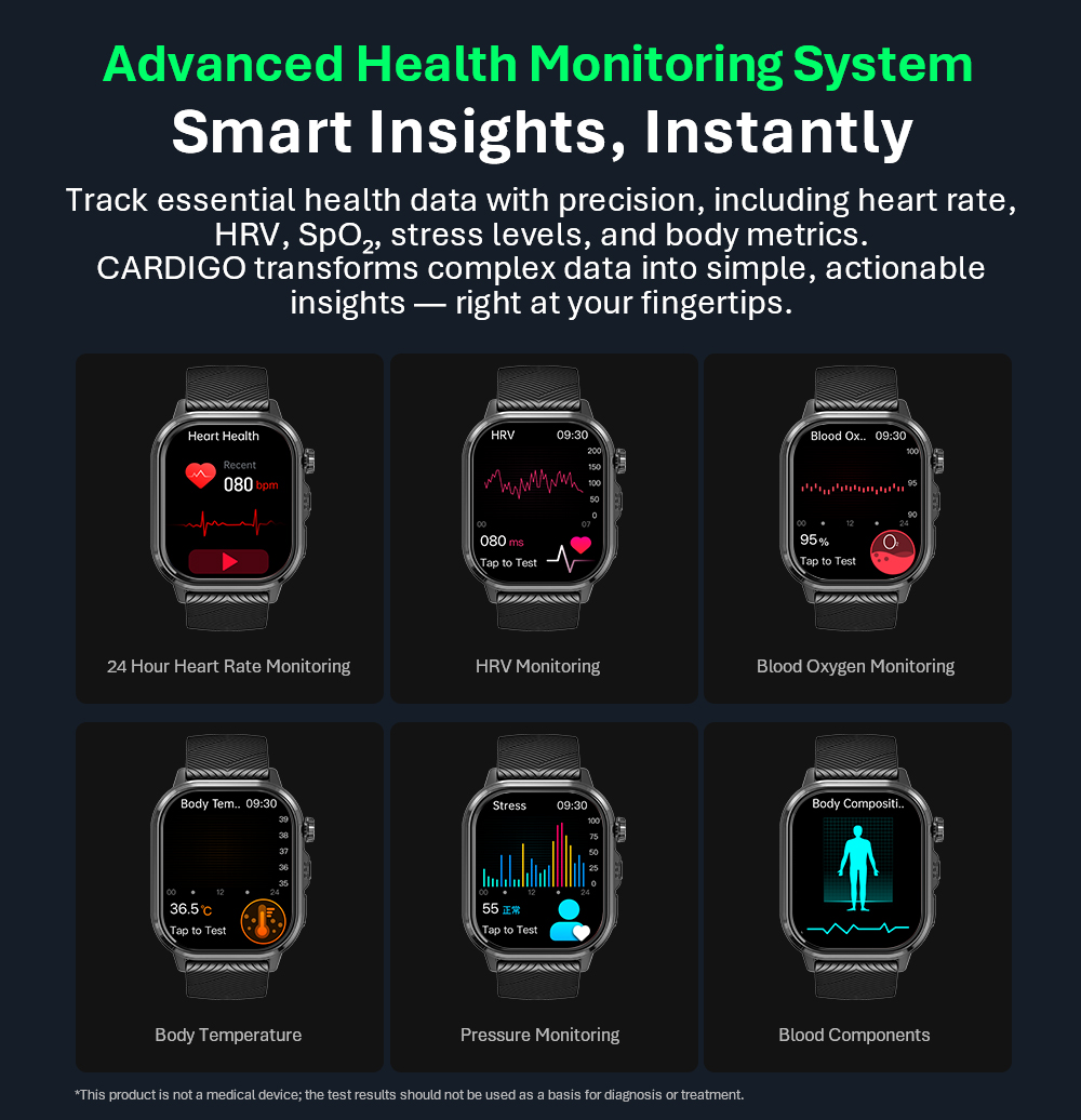 VALDUS CARDIGO Men Women ECG H - Smartwatches review and price